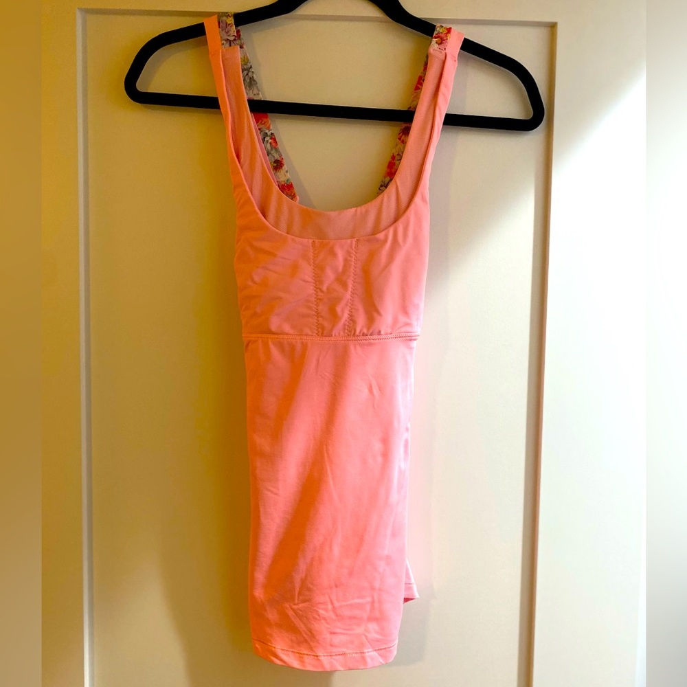 Lululemon Pink Floral Criss Cross Tank